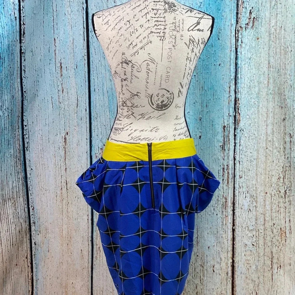 ANTHROPOLOGIE ODILLE NWT Blue Fargyle Retro Bubble Pocket Skirt - Picture 9 of 12